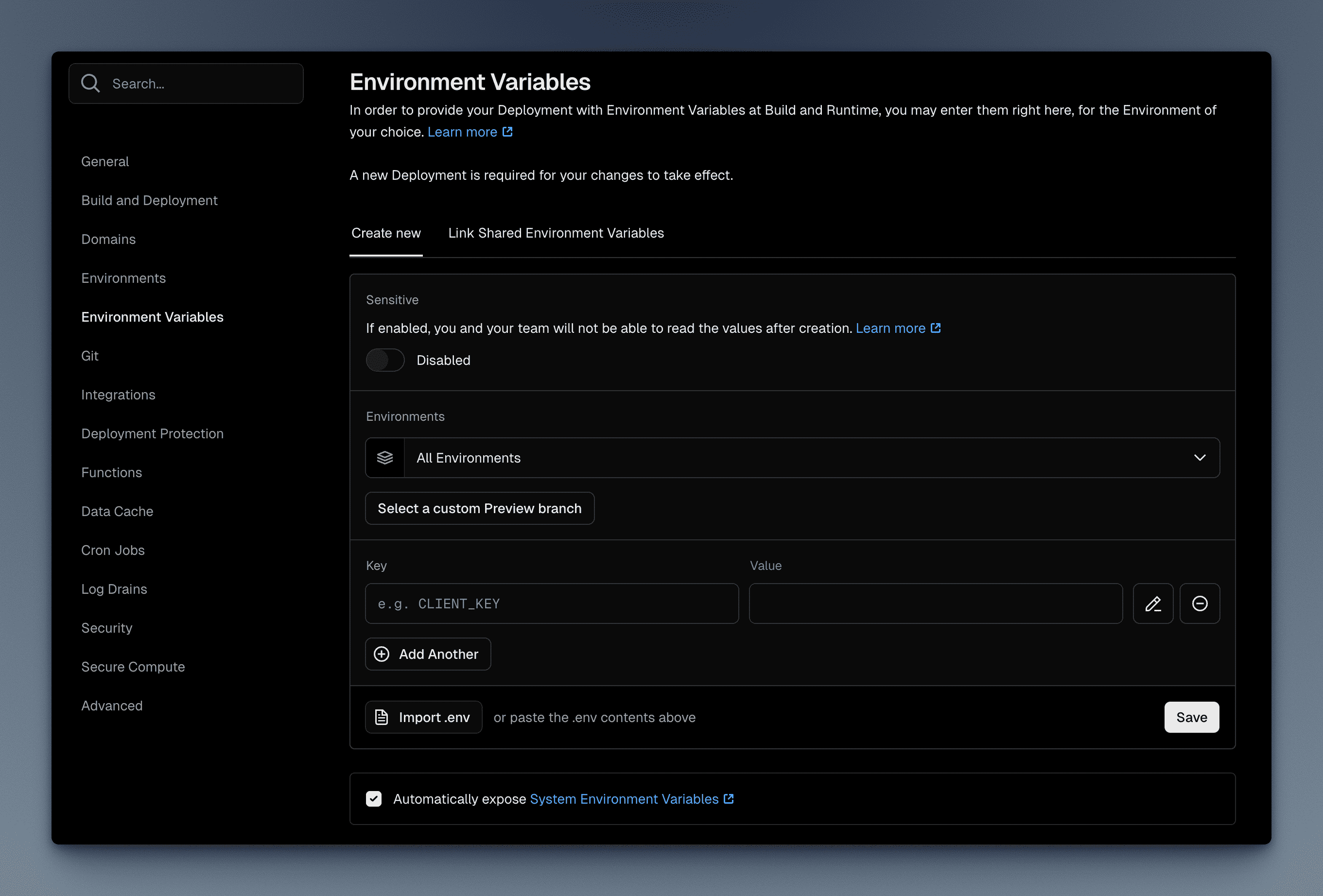 Vercel Environment Variables